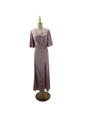 AW BRIDAL 4 S dusty rose pink satin bridesmaid formal party midi dress NEW 0B10